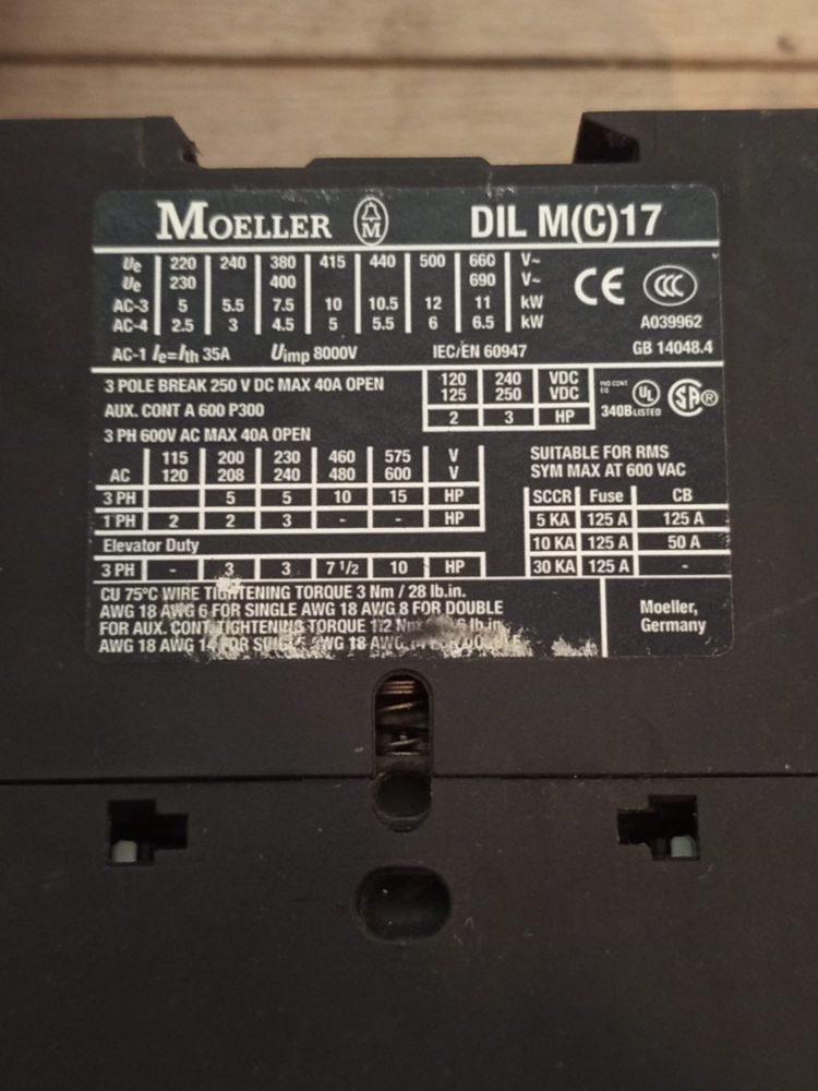 Stycznik mocy 3 fazowy dil moeller mc65