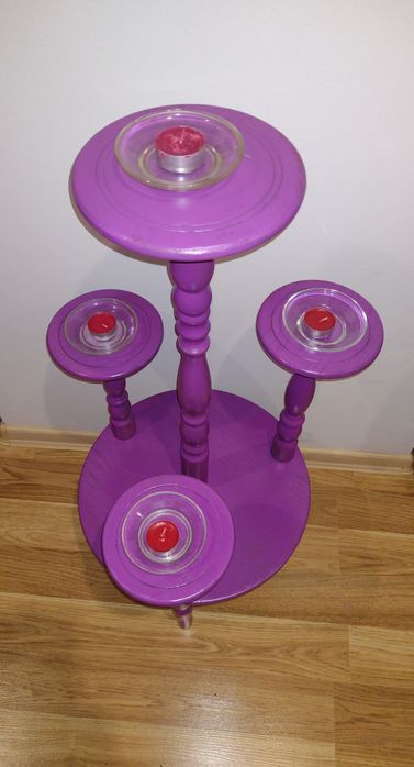 Kwietnik Świecznik drewniany