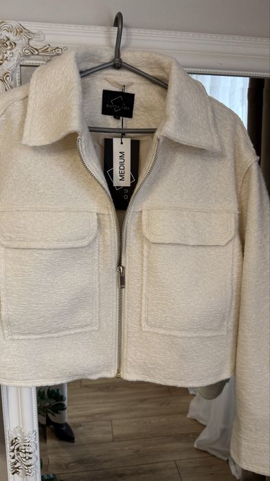 Жакет куртка дубленка біла баранчик zara