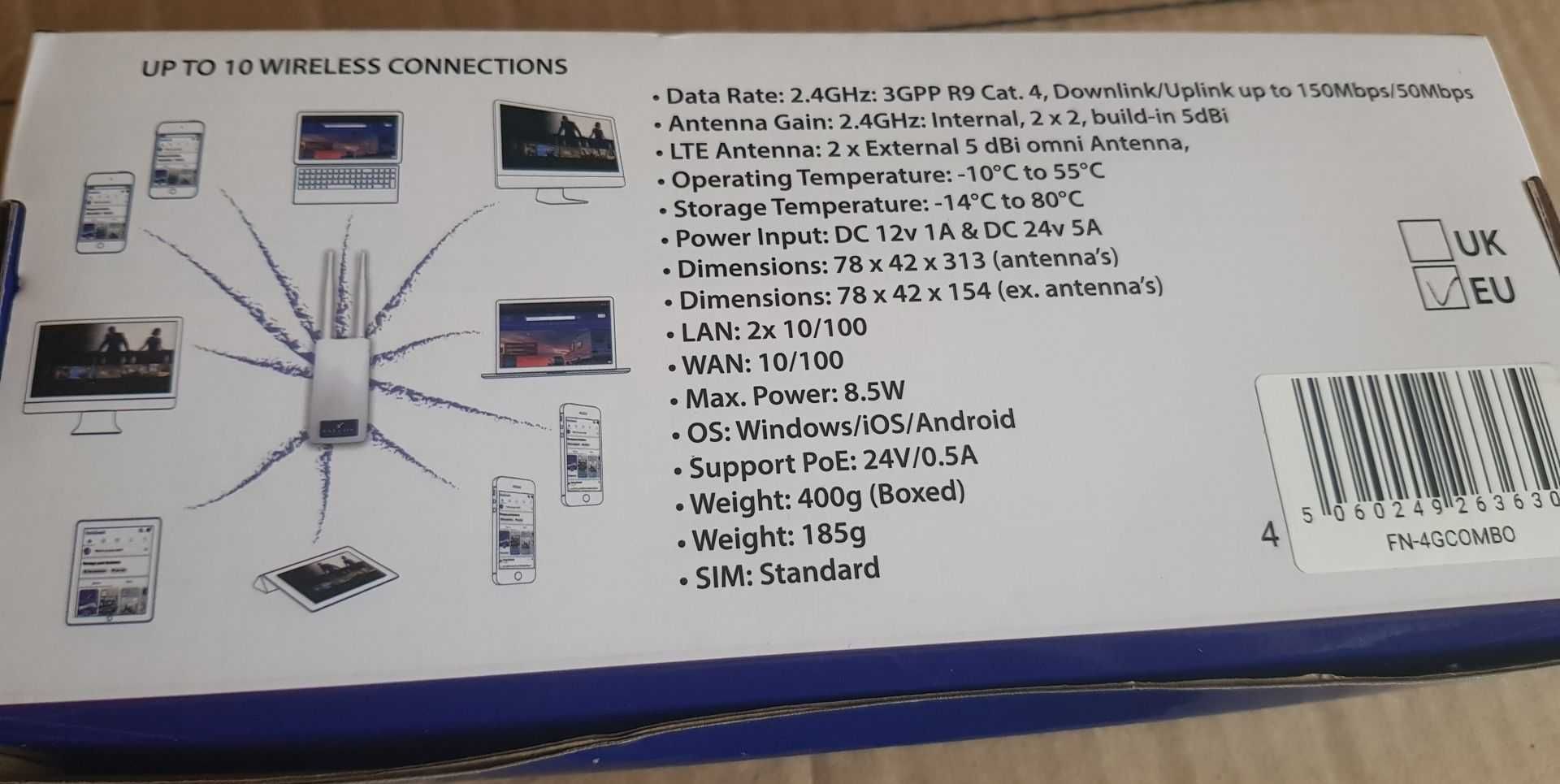 Router do kampera ciężarówki falcon combo ip65 150mbps lan 8.5w lte