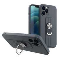 Etui Ring Case do iPhone 12 Mini z Uchwytem na Palec, Ciemnoniebieskie