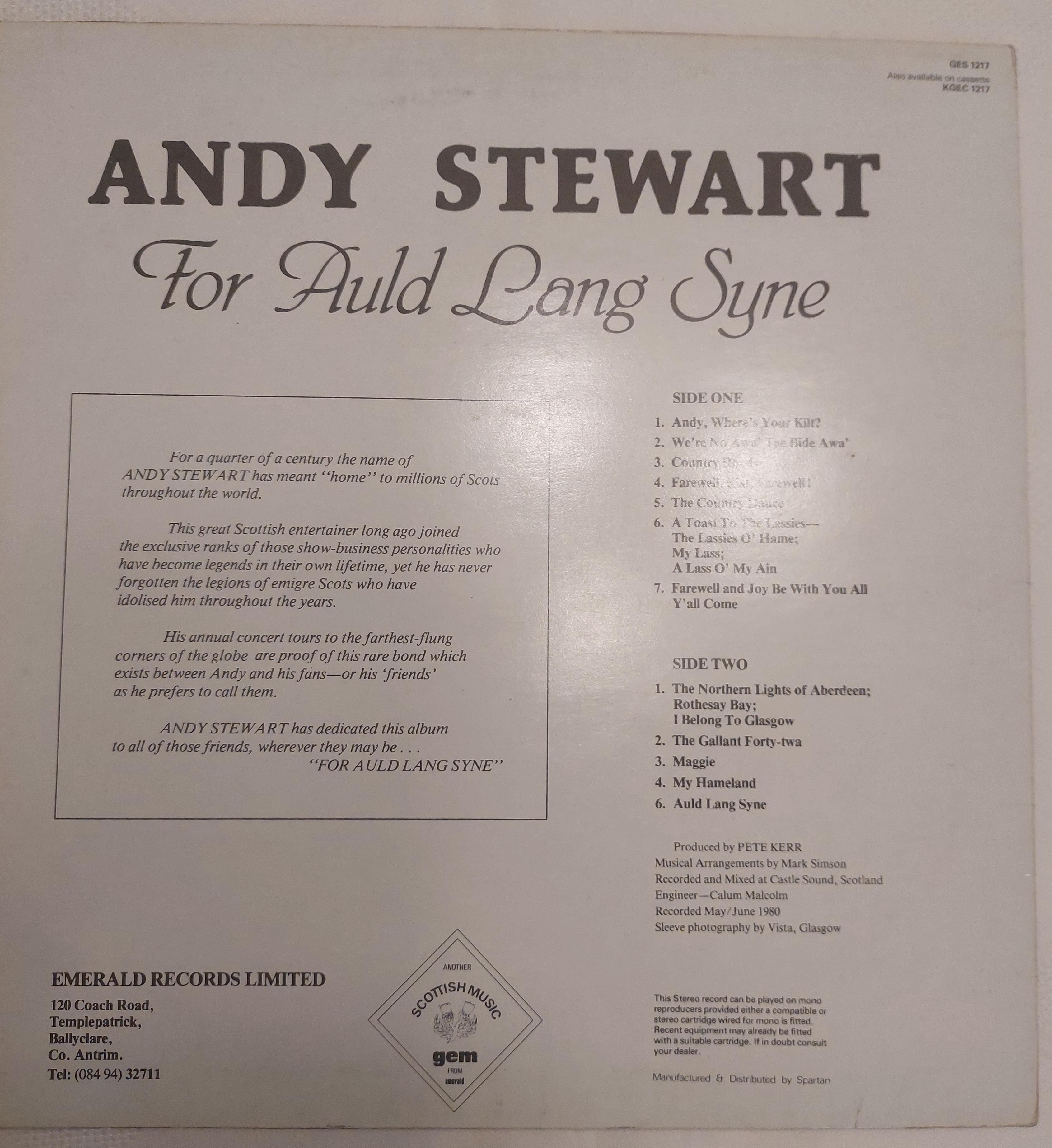 Sprzedam płyta winylowa Andy Stewart For Auld Lang Syne LP vintage