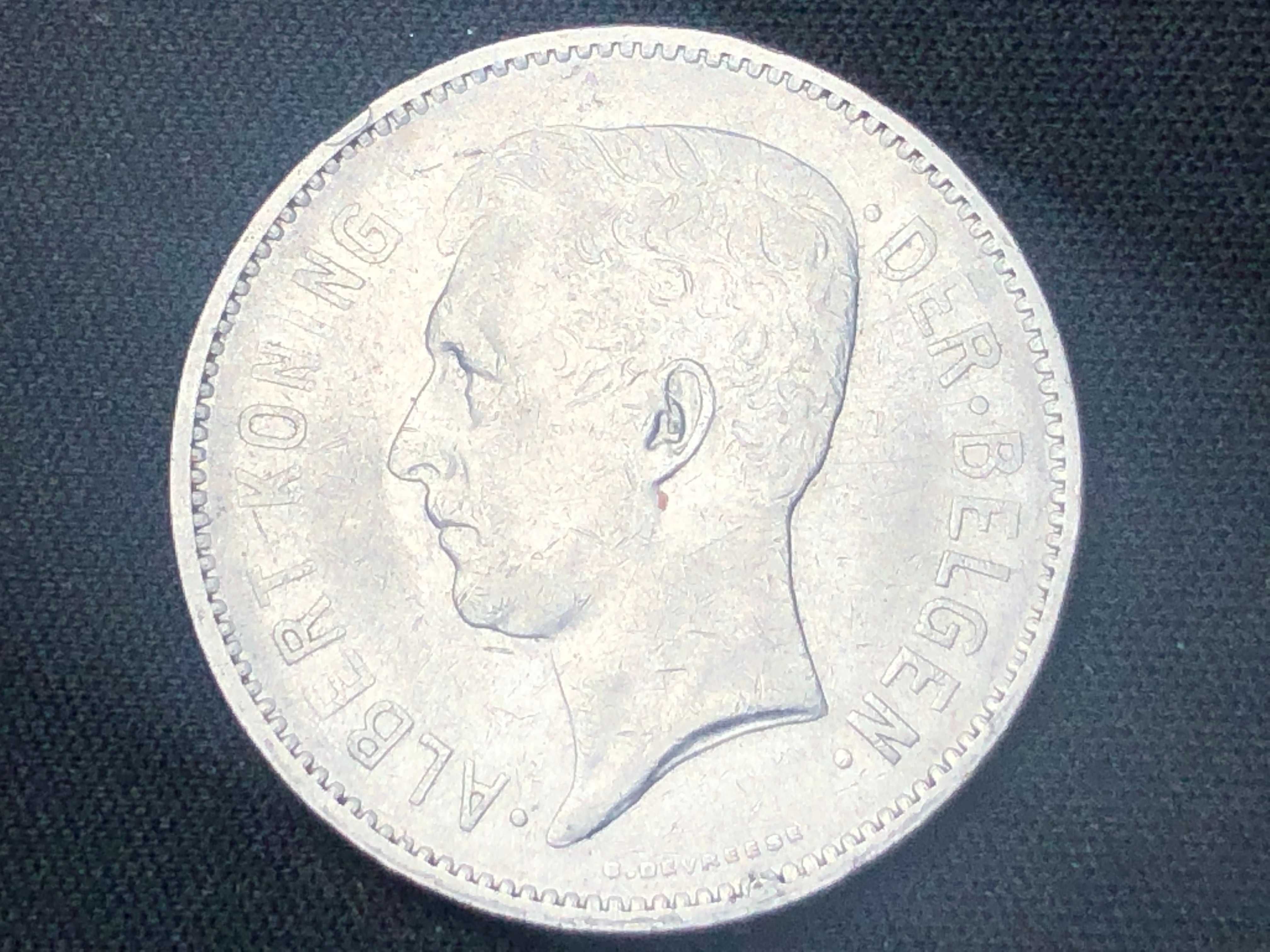 Bélgica 1933 - 5 Franc Cuproniquel - Legenda 'ALBERT KONING DER BELGEN
