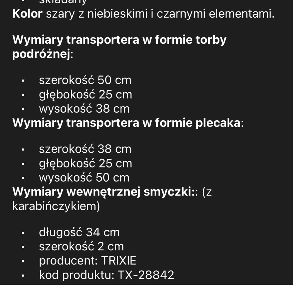 Plecak torba transporter dla kota lub psa