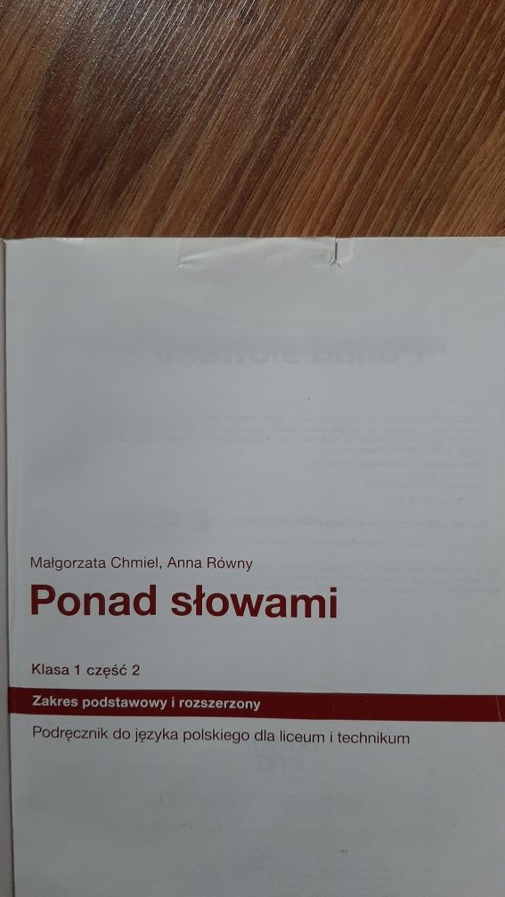 Ponad słowami Klasa 1 część 2 Zakres podstawowy i rozszerzony