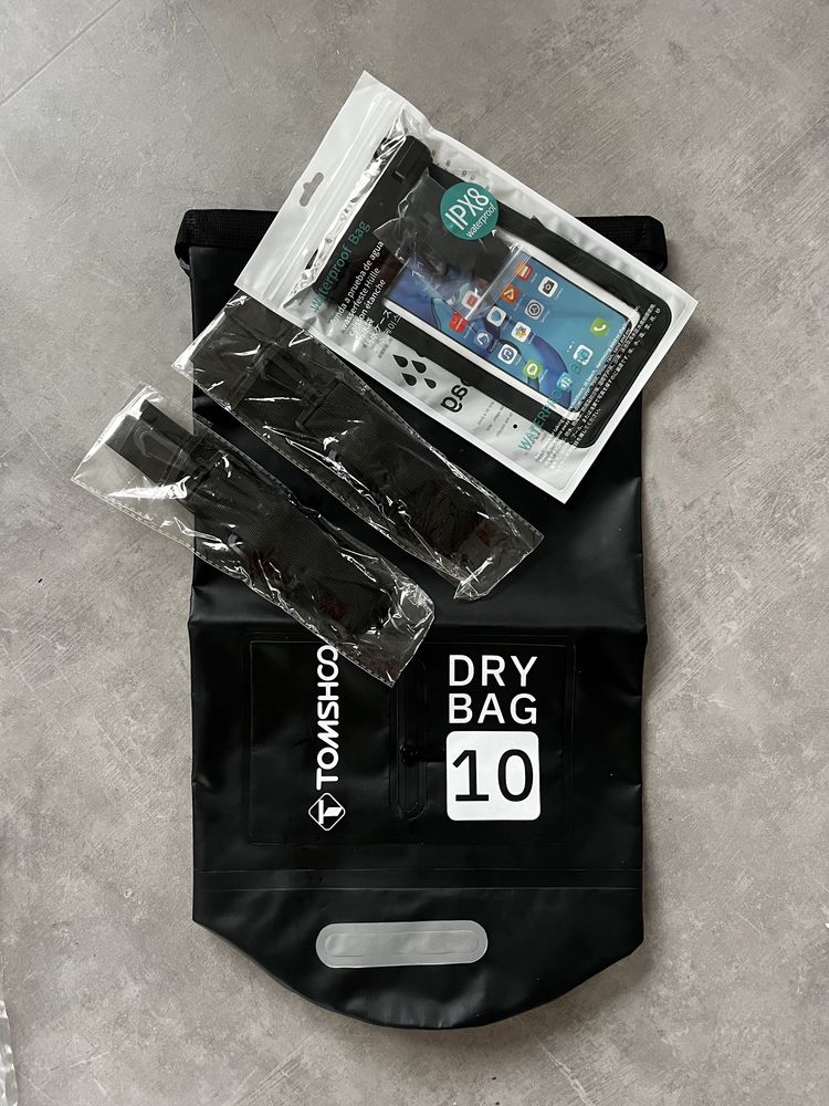 Dry Bag 10l tomshoo +aqua pack ma telefon, plecak wodoodporny