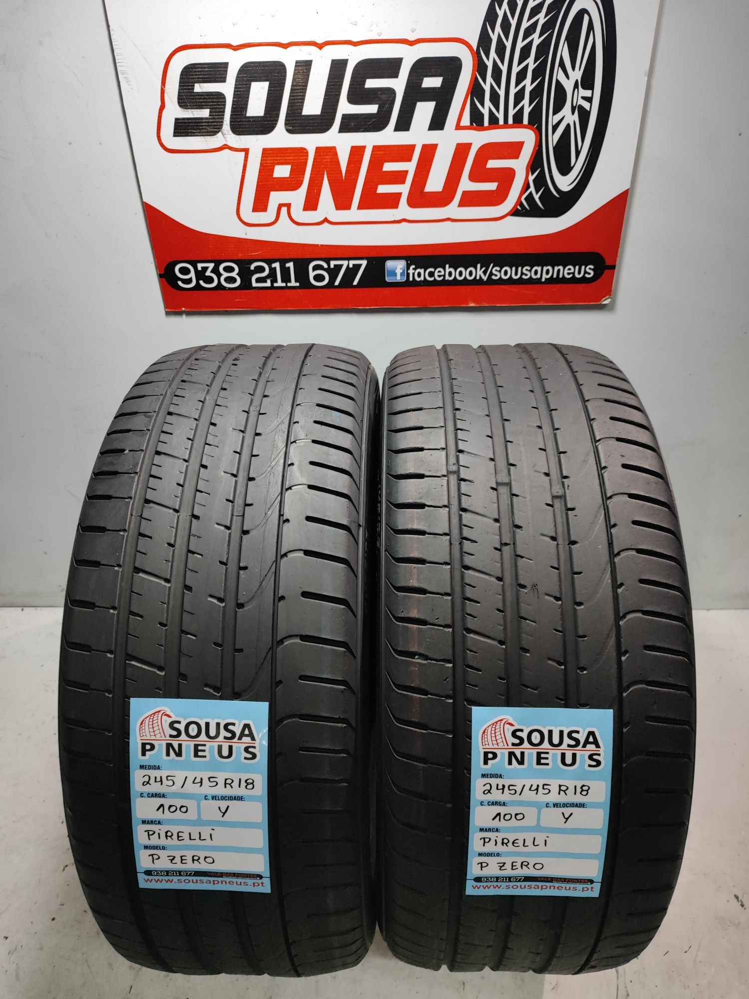 2 pneus semi novos Pirelli P Zero 245/45R18 100Y Oferta dos portes