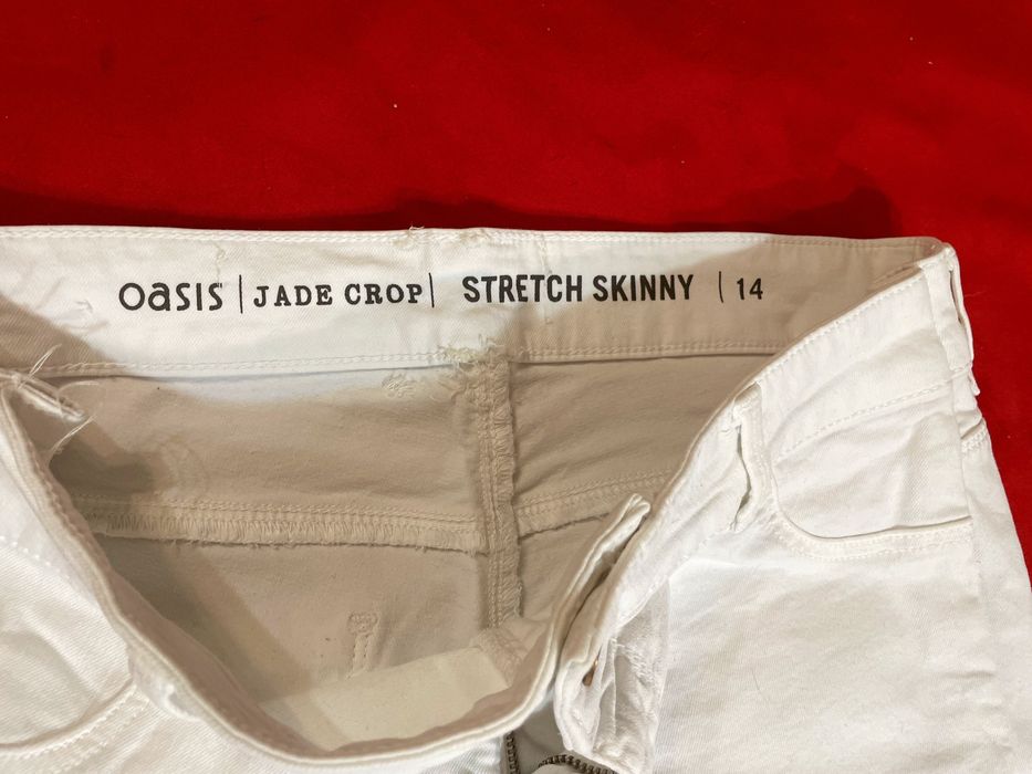 OASIS Białe jeansy stretch skinny, r. 38/40