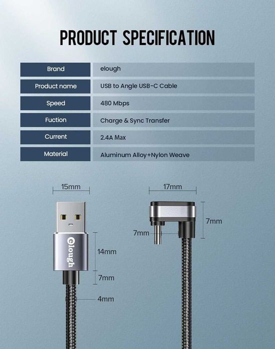 Kabel, przewód USB typu C 2m, szybkie ładowanie.