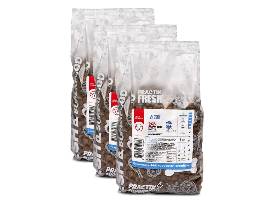 Їжа для котів «Свіжа телятина» PRACTIK DAILY 3 кг