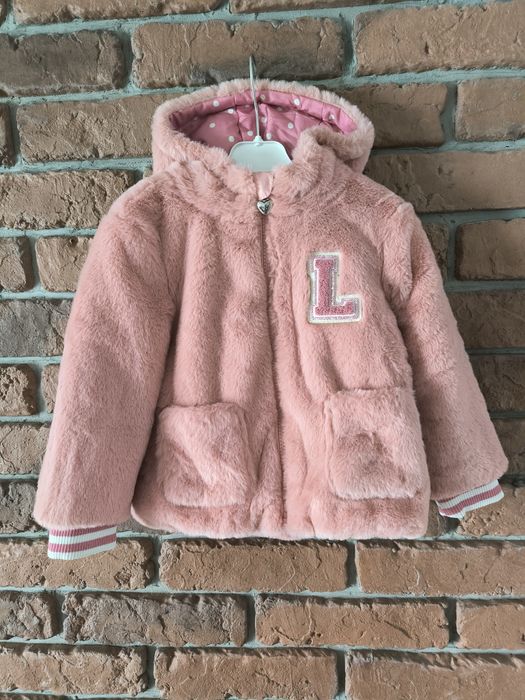 Świetna kurtka z kapturem miś wdzianko pluszowa polarkowa c&a 98