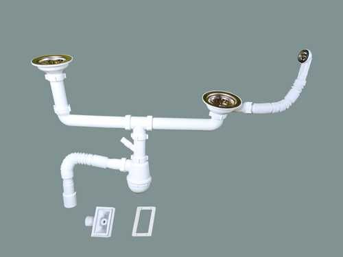 Сифон для 2-ої мийки, евросифон з переливом