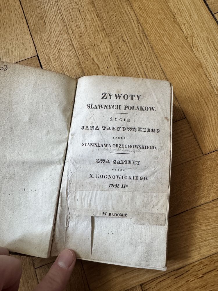 Kognowicki Orzechowski Żywoty sławnych polaków 1830 tom 2 Radom