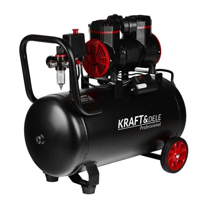 Kompresor 50l cichy bezolejowy 2 TŁOKI 2 pompy sprężarka 230V 1500W