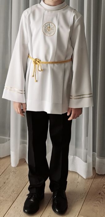 Strój komunijny dla chłopca, rozmiar 140, alba, spodnie