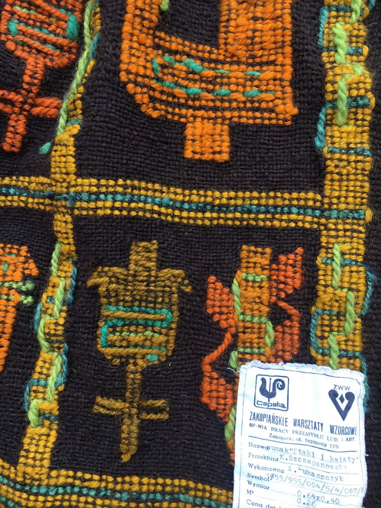 Cepelia kilim Zakopane PRL tatry vintage sumak Ptaki kwiaty rekodzielo