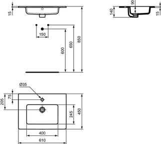 Szafka z 2 szufladami 60 cm, umywalka Tempo, bateria Cerafine O zestaw