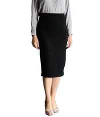 Saia Lápis Inverno Preta Midi Malha Texturizada Black Pencil Skirt 38