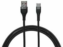 Kabel USB A - Typ C 1m 48W, czarny, materiałowy oplot