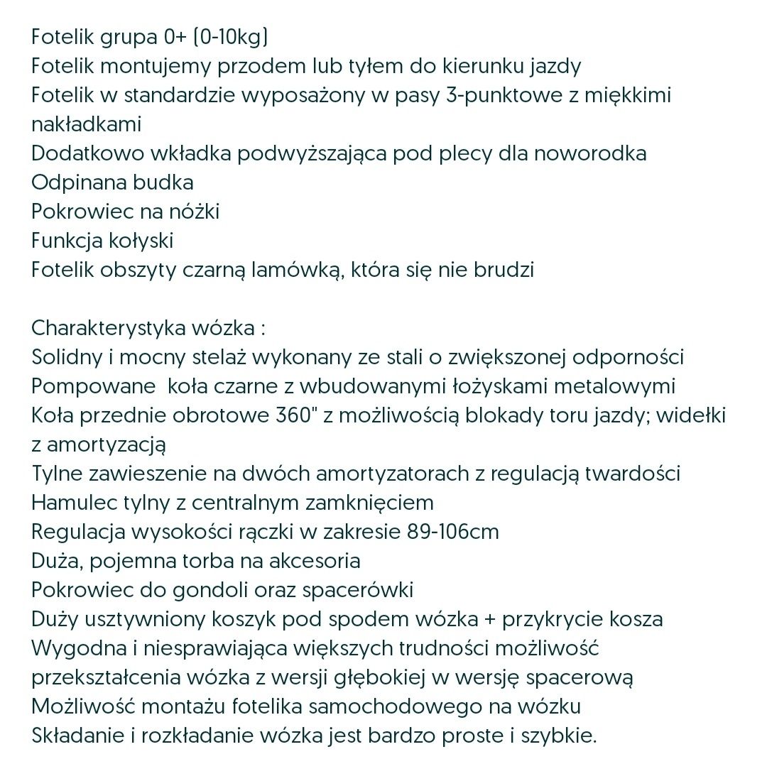 Wózek 3w1 po 1 dziecku