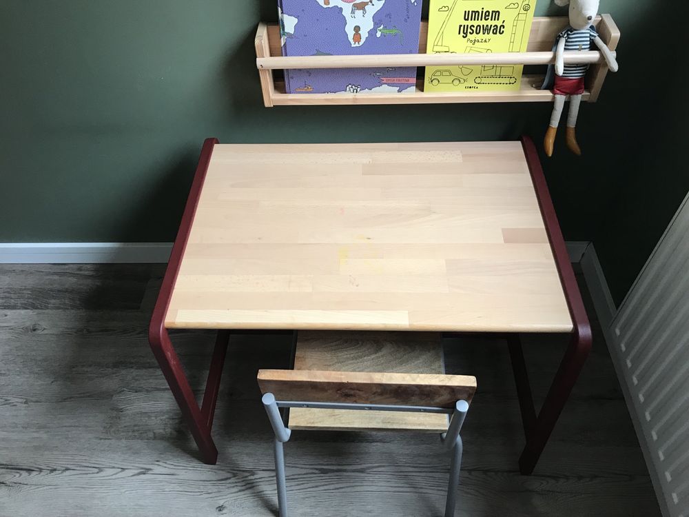 Zestaw biurko stolik IKEA Ypperlig i krzesełko Kids Depot metal drewno