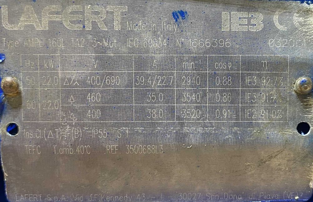 silnik elektryczny 22kW 2940obr. 3fazowy IE3