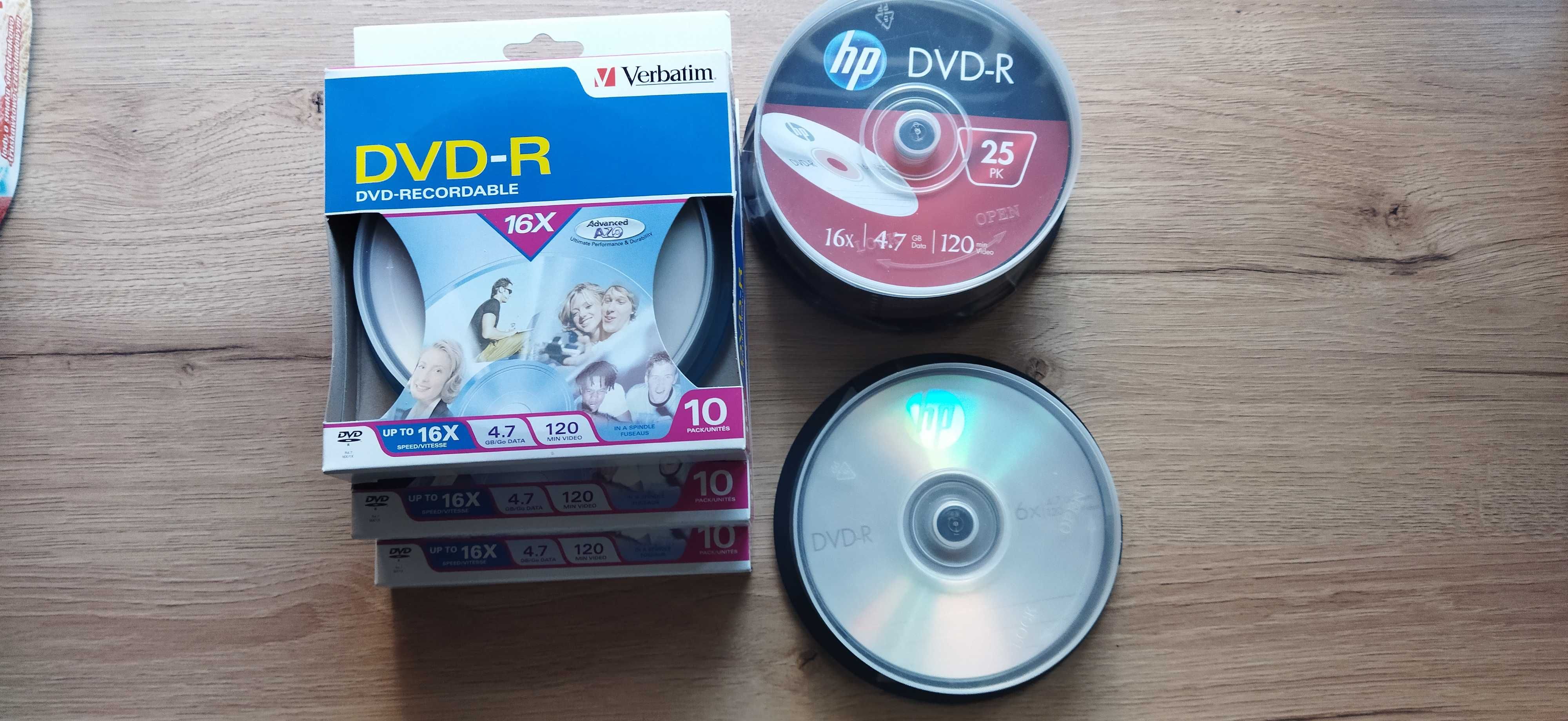 Płyty DVD-R: Verbatim, HP.
