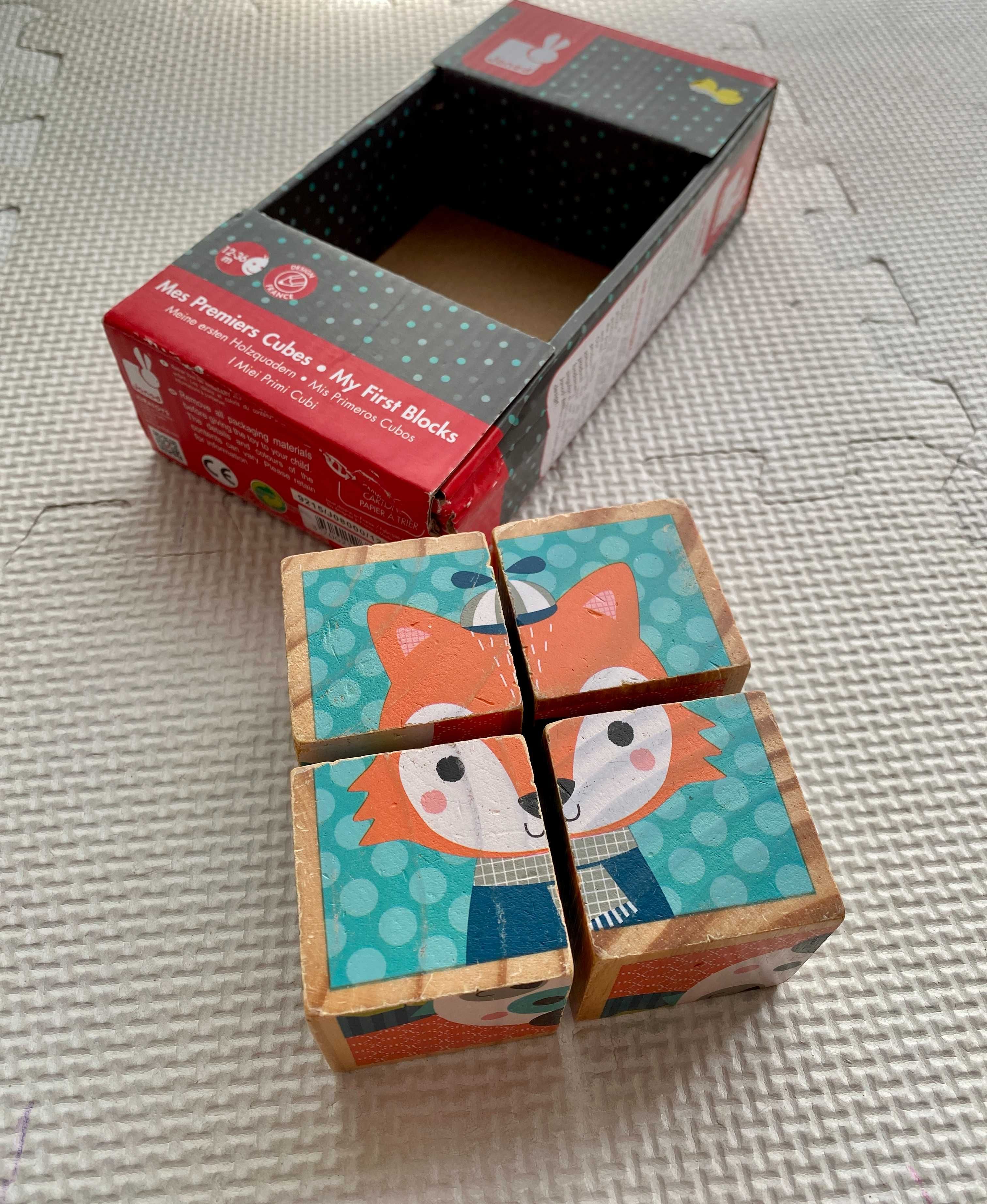 Klocki drewniane Puzzle 6w1 Zwierzątka, Janod