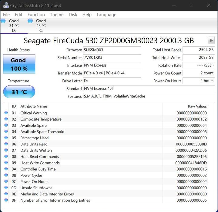 SSD 2 TB M.2 PCIe 4.0 Seagate FireCuda 530 with Heatsink