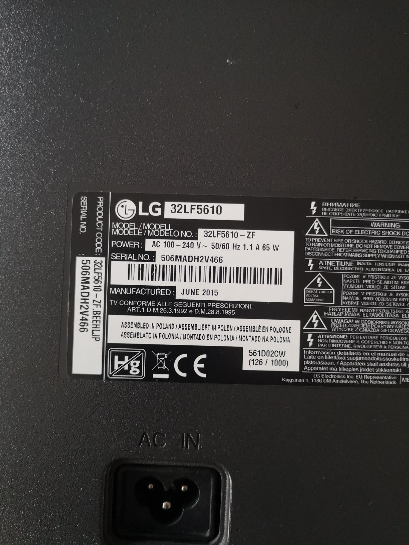 LG 43 lj594v części i inne modele LG