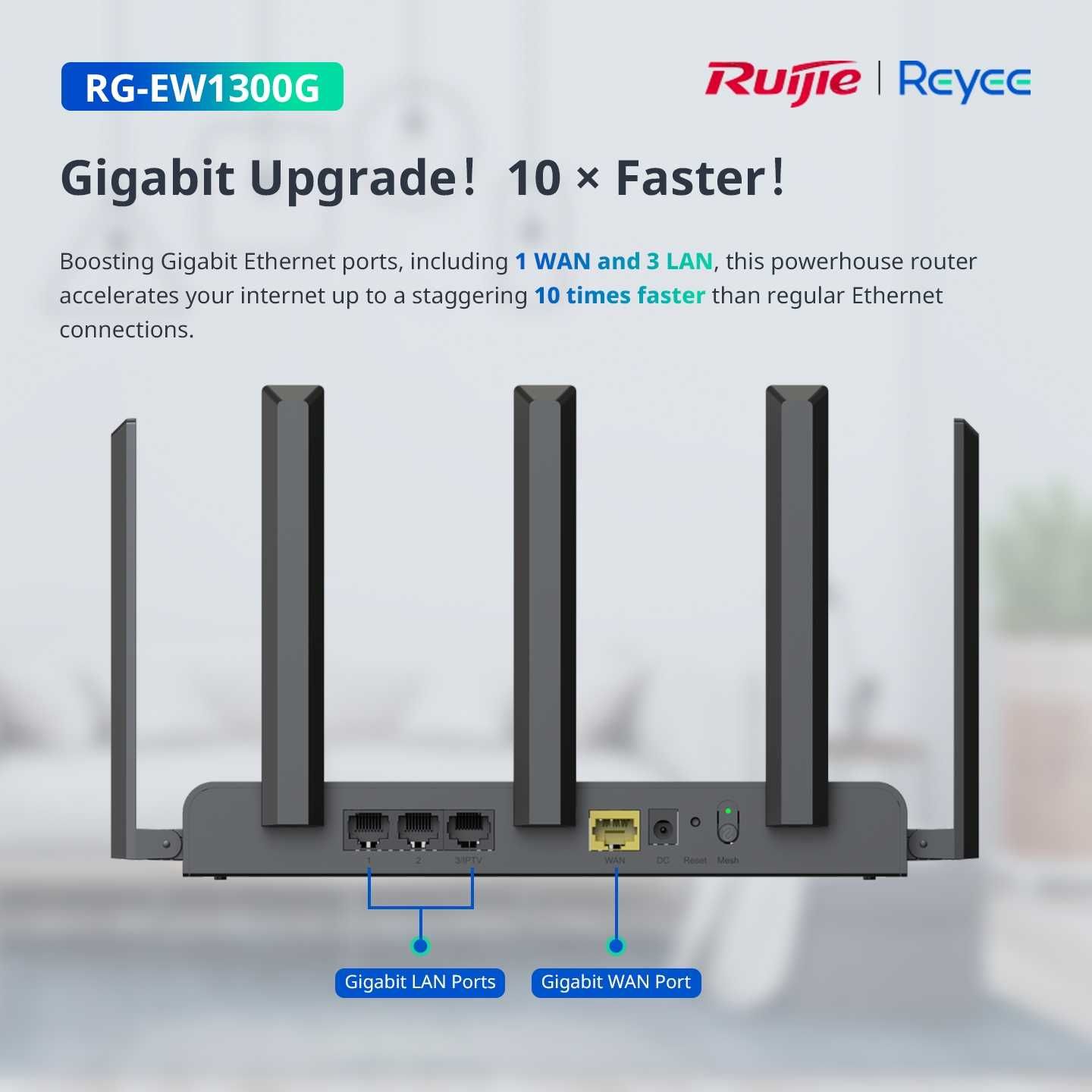 Новый Mesh Гигабитный 5 ГГц Роутер RG-EW1300G Ruijie Reyee AC1300
