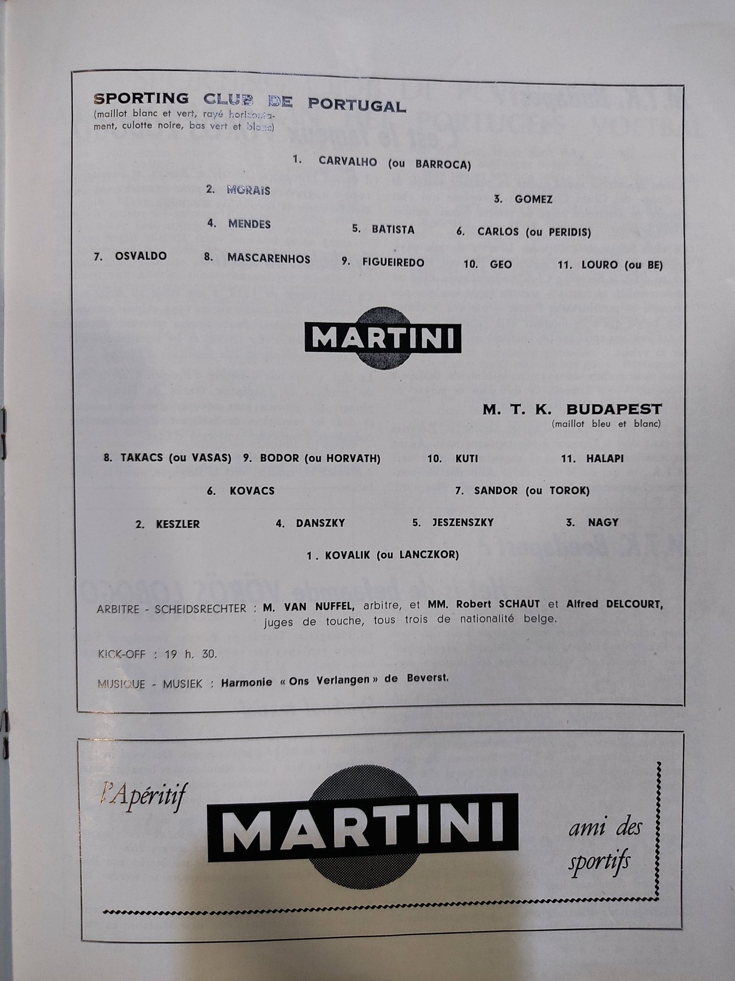 Programa Sporting MTK Budapeste final taça de taças 1964