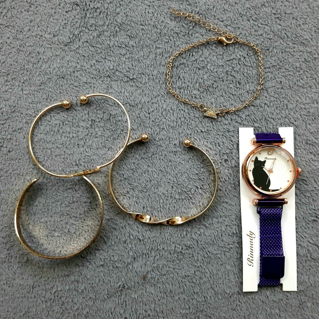 Biżuteria damska zestaw 4 bransoletki + zegarek