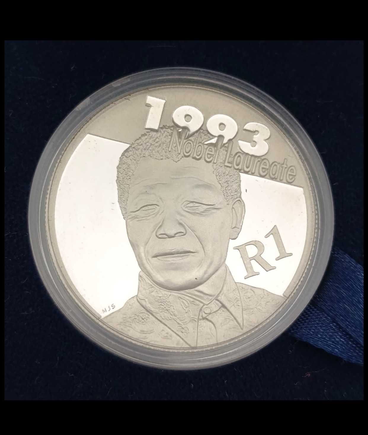 Moeda Mandela proof R1 de prata protea sul-africana de 2007(Reservado)