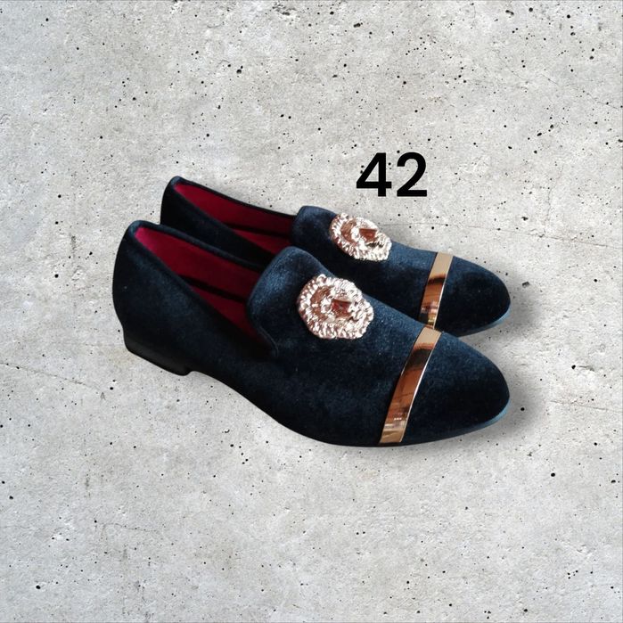 Welurowe męskie loafersy