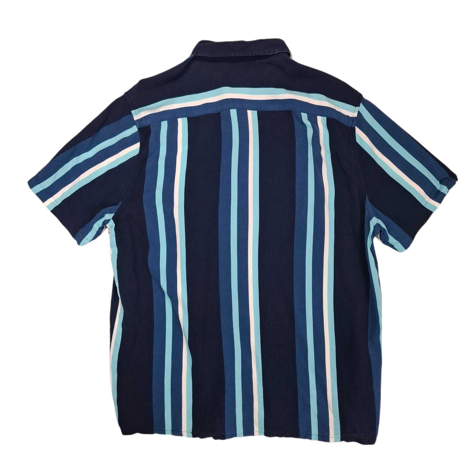 New Look koszula w paski męska z krótkim rękawem L 100% WISKOZA Y2K