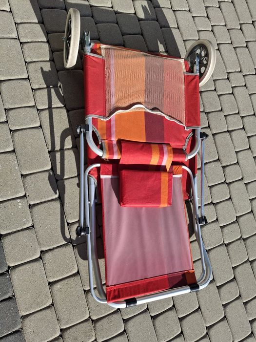 Leżak na kółkach z daszkiem regulowany Crivit