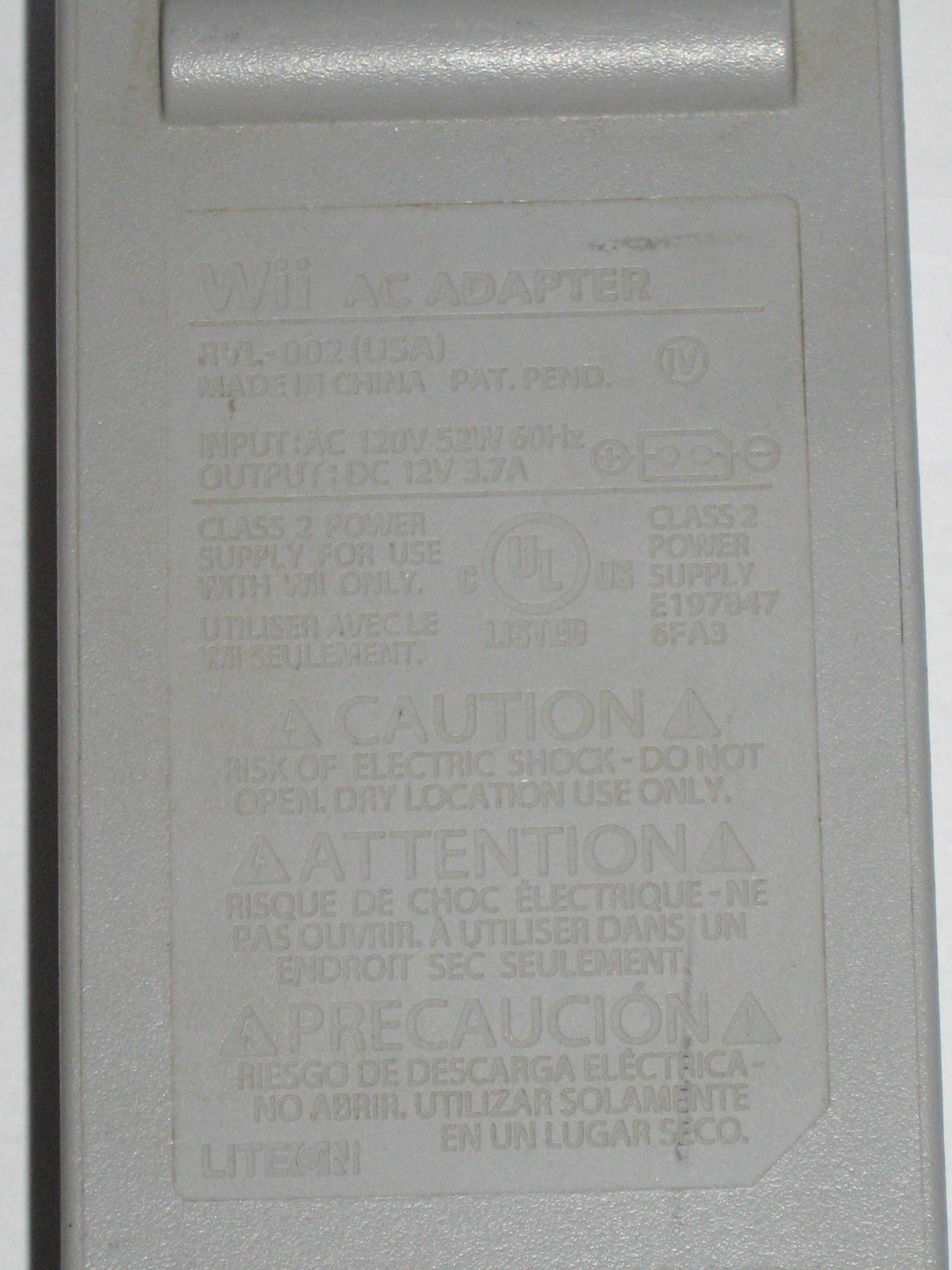 Oryginalny Zasilacz Ładowarka Nintendo Wii BDB USA