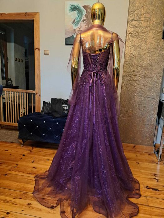 Piękna suknia na studniówkę Paradis Glamour Obergine R34Polski produce