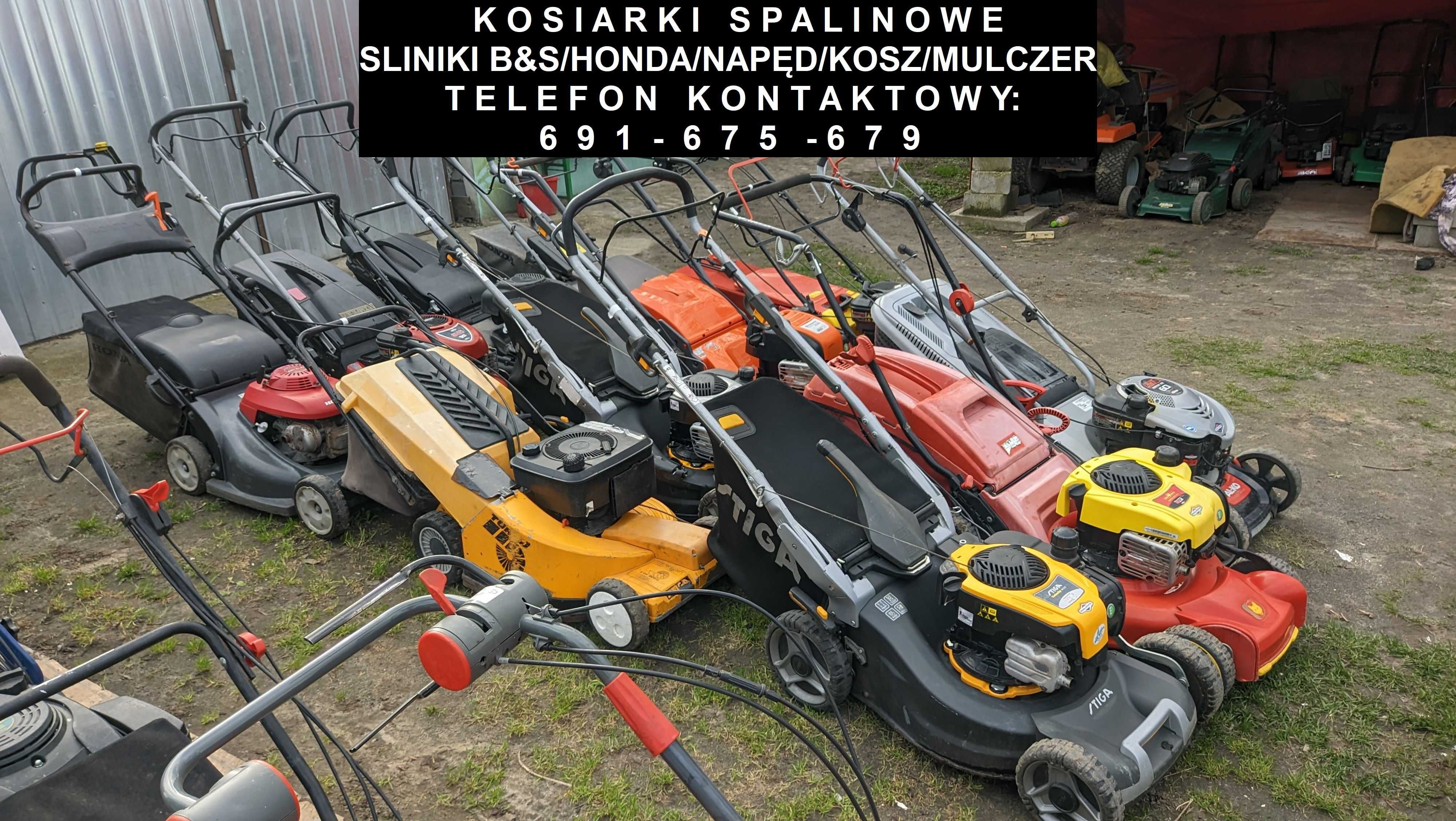 Używane kosiarka spalinowa-silniki B&S/Honda/wyrzut boczny/kosz/napęd