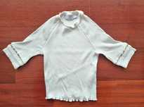 Camisola branca curta com detalhes estilo pérolas Bershka, tamanho XS
