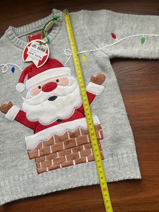 Новорічний різдвяний светр 2-3р 92-98см Санта новогодний свитер акрил