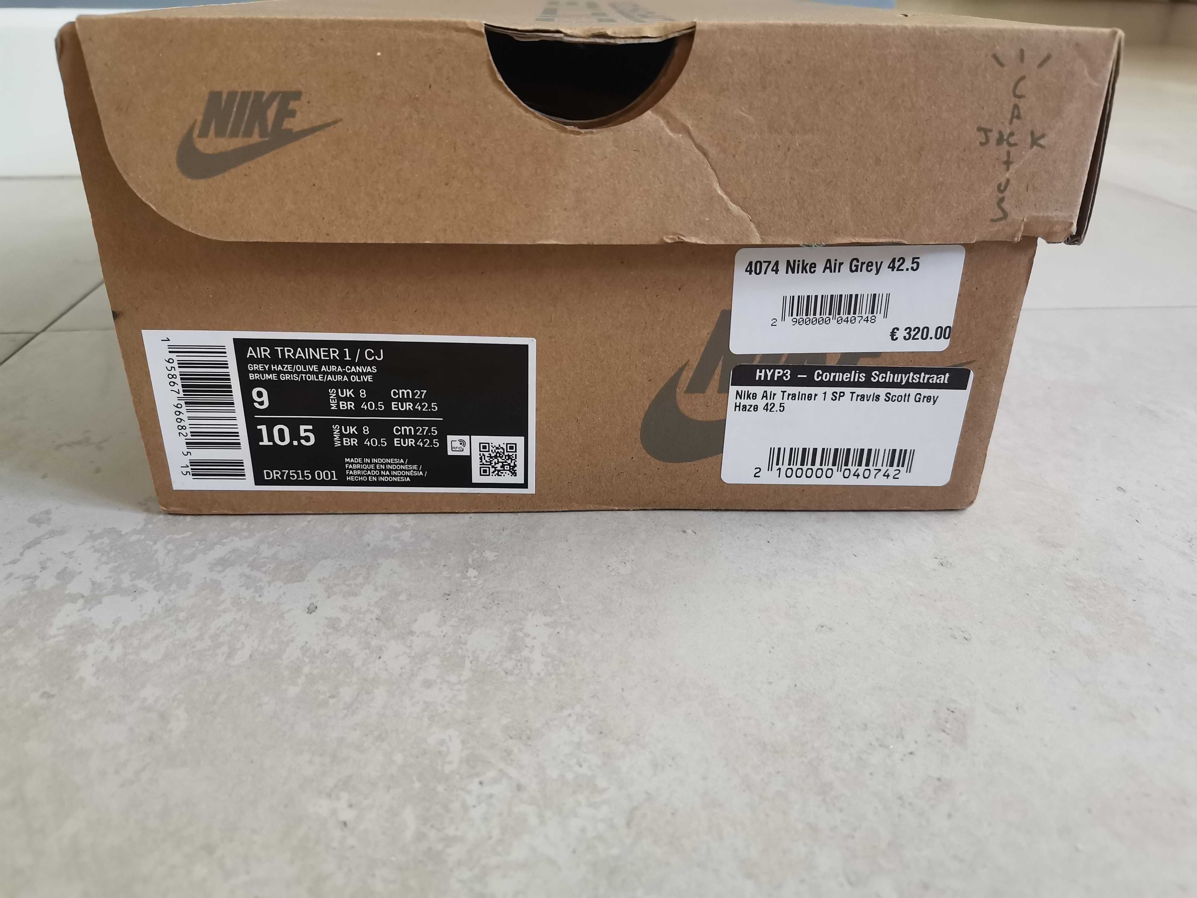 NIKE Travis Scott x Air Trainer 1 SP Grey Haze rozm. 42,5 Unikat