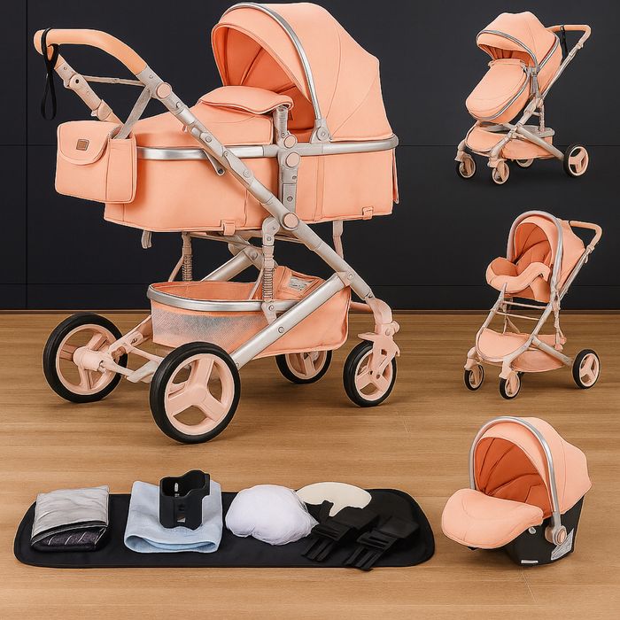 Carrinho de bebé 3 em 1 Novo - Rosa