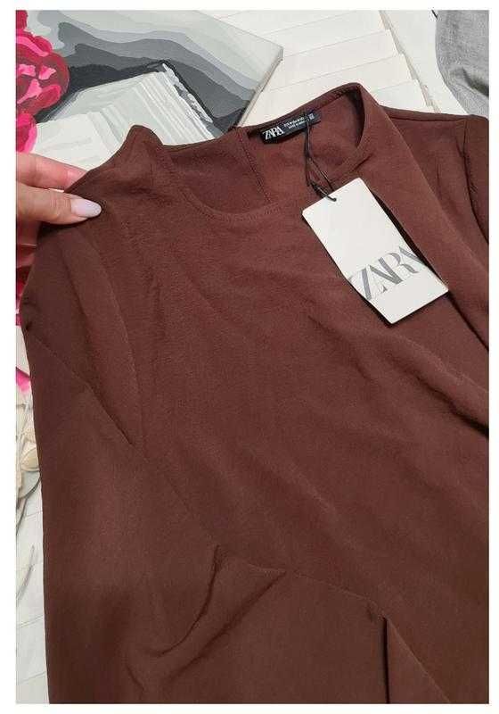 Платье Zara длинное с драпировкой с рукавом, р. S/М