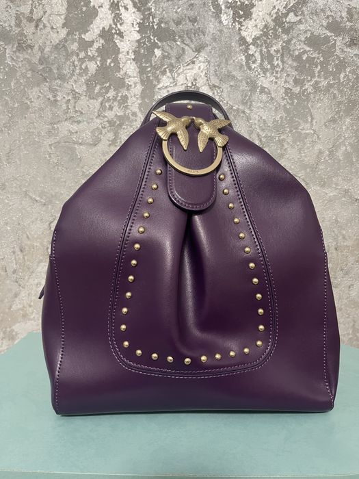 PINKO - Alkan leather backpack - DARK PURPLE