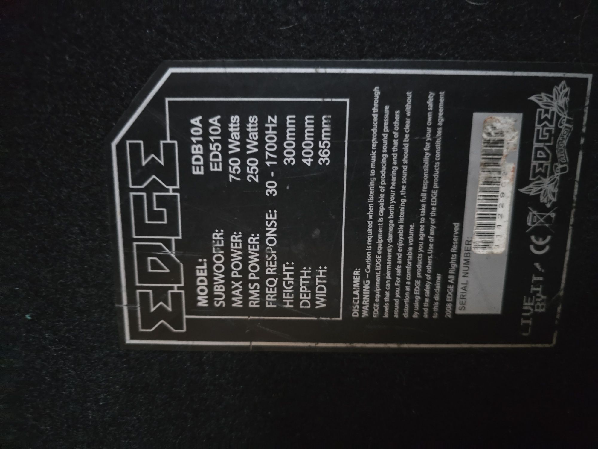 Subwoofer edge EDB10A
