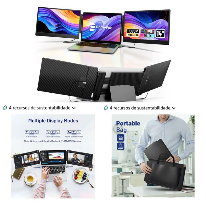 Monitor Duplo 14”  Extensor de Tela