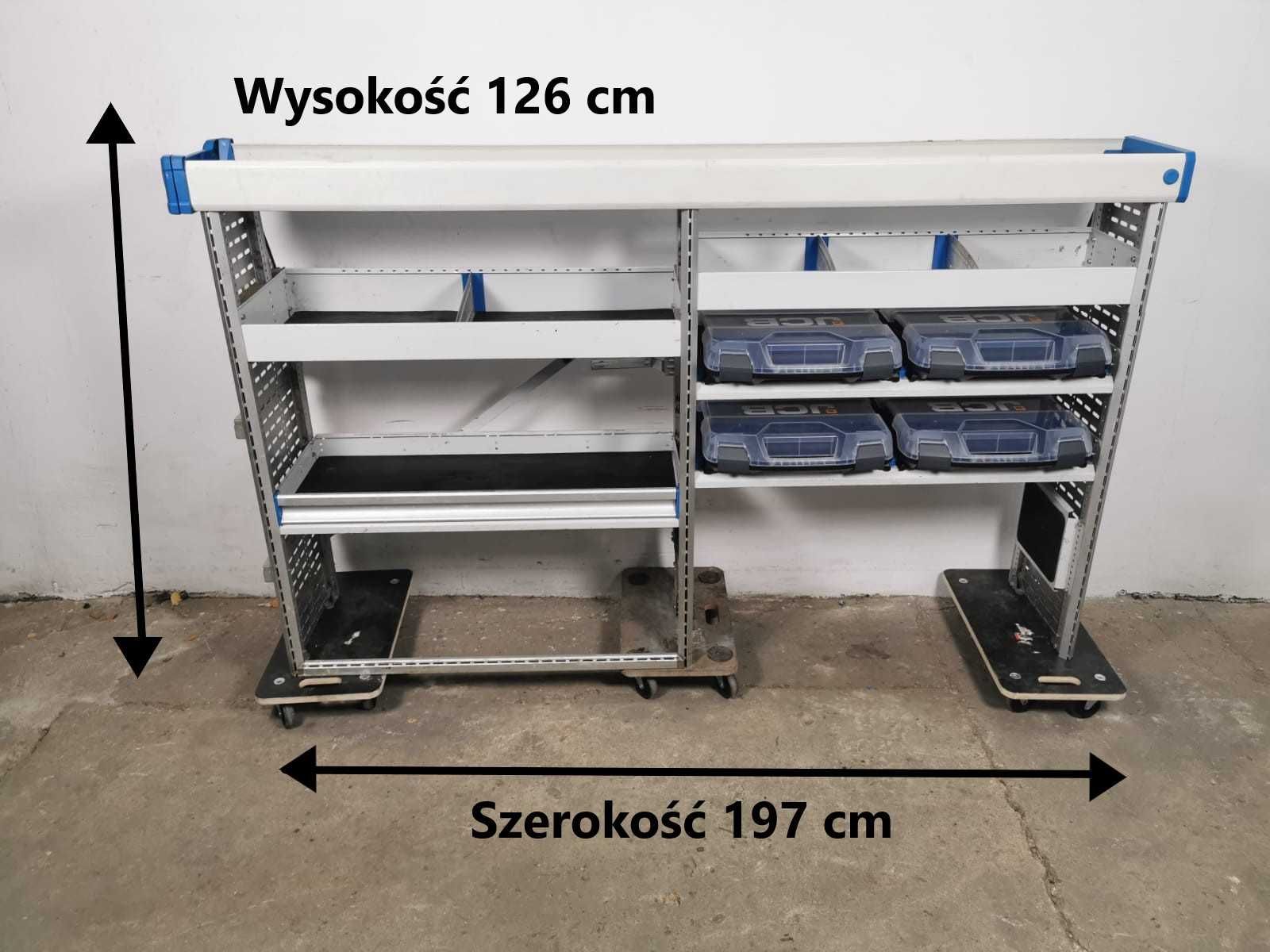 Regały szafki półki do busa zabudowa serwisowa warsztatowa