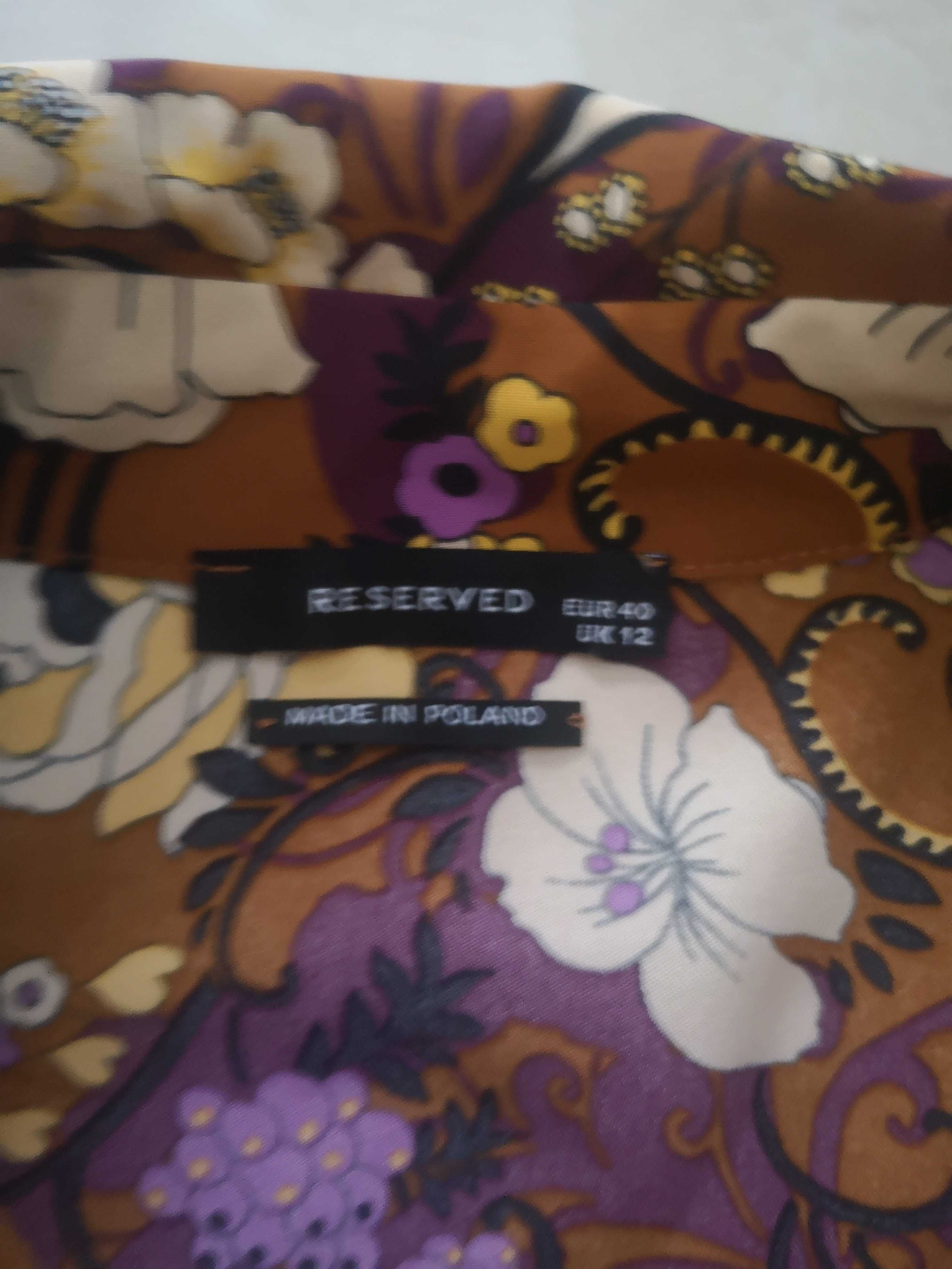 Reserved brązowa wzorzysta sukienka 40